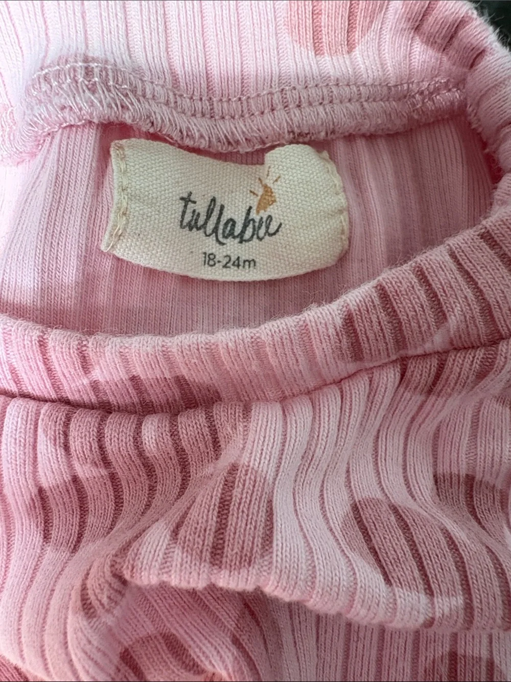 Girls Pink Floral Ribbed Two-Piece Pajama Set by